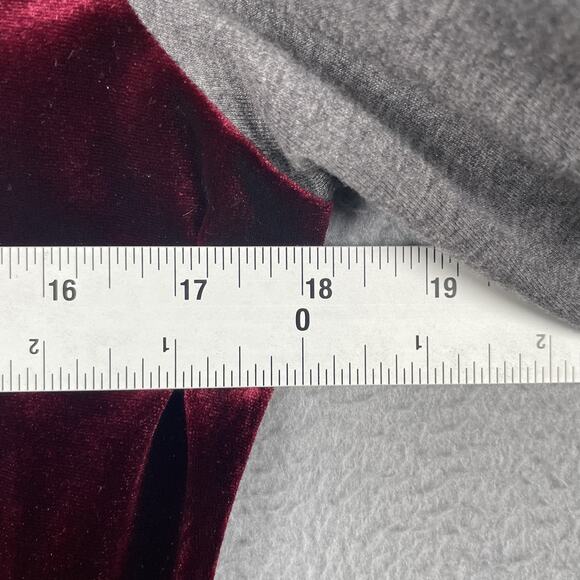 Sundance Dress Womens Medium Red Gray Velvet Tunic Long Sleeve Ruched Casual - Picture 5 of 6